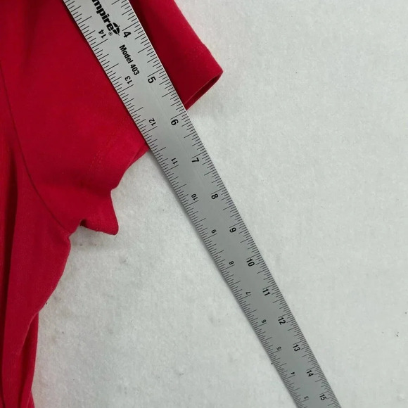 Talbots Blouse Women's Sz S Pink Red Wrap V-Neck Ruched Side Stretch Cap Sleeve - Picture 4 of 12